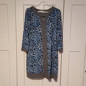 Liz Claiborne Black and Blue Patterned Dress